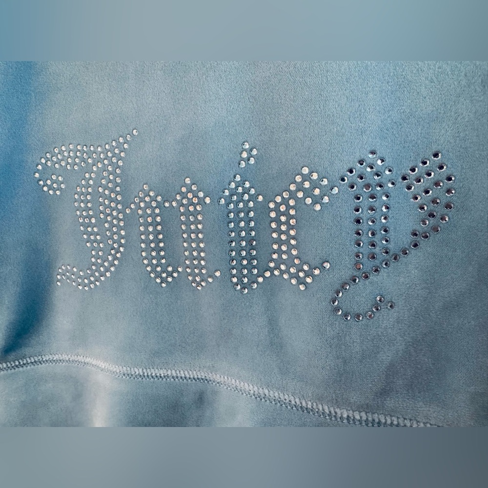 Juicy Couture Velour Cropped Zip-Up Jacket in Sky Blue
